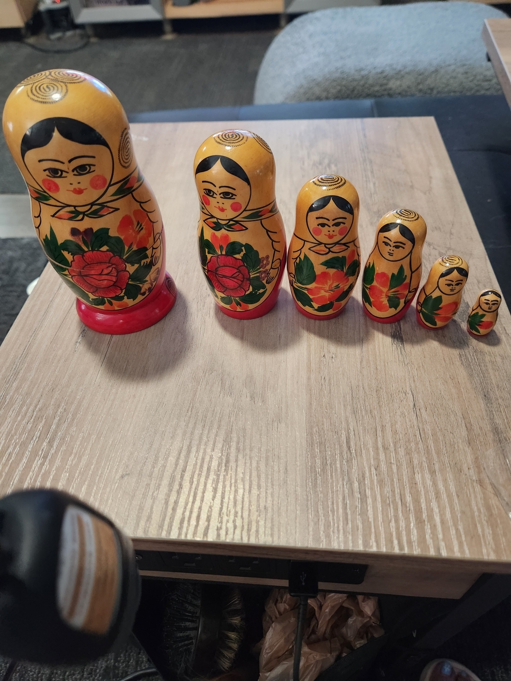 Hand-Painted Yellow Russian Nesting Dolls Matryoshka Set